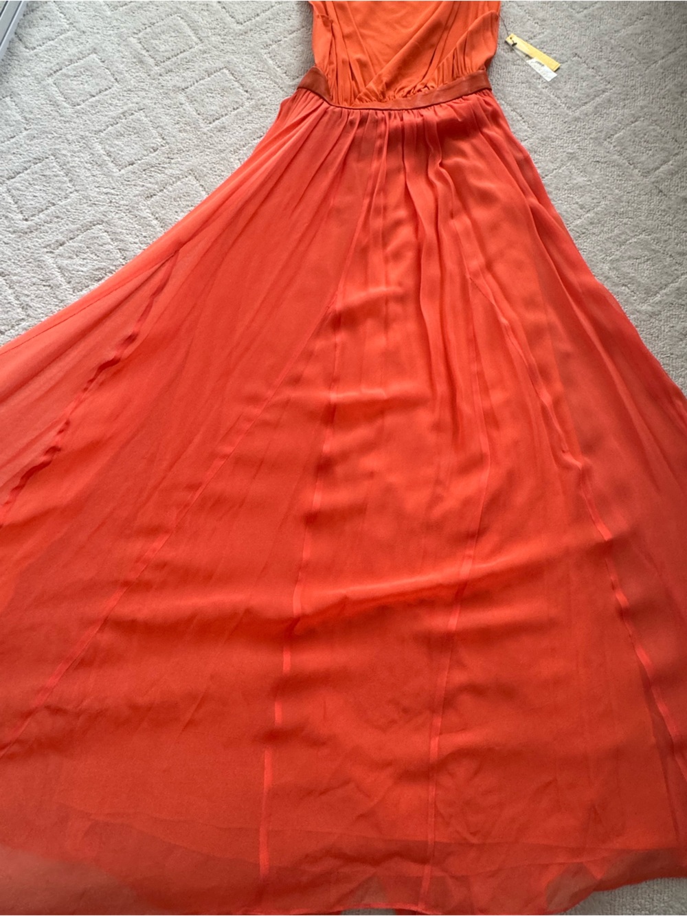 Alice+Olivia by Stacey Bendet Leather Waist Soft Orange Maxi Dress/ Gown/6/NWT - Picture 7 of 17